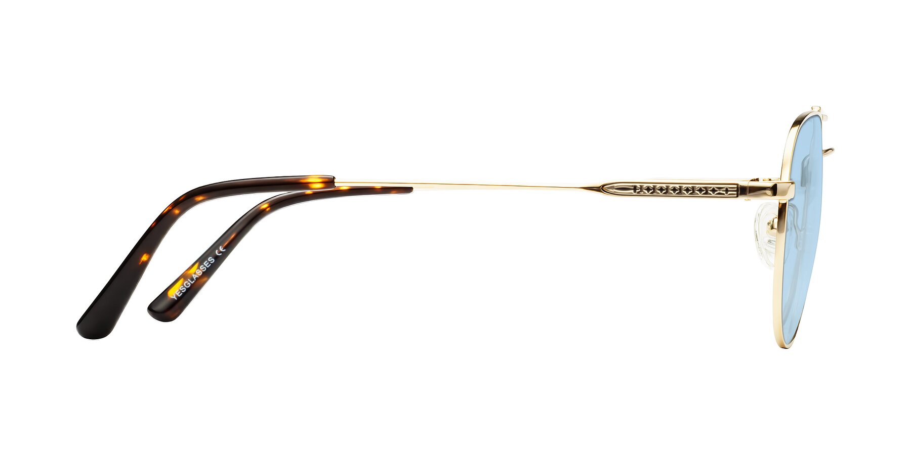 Side of Richard in Gold with Light Blue Tinted Lenses