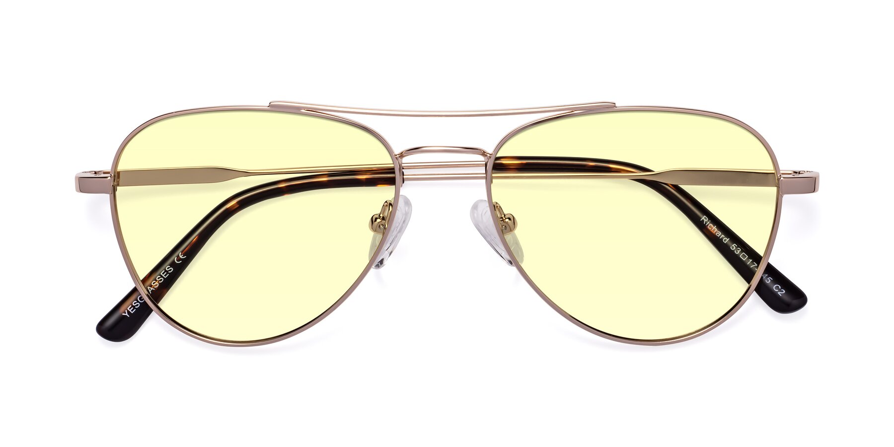 Folded Front of Richard in Gold with Light Yellow Tinted Lenses