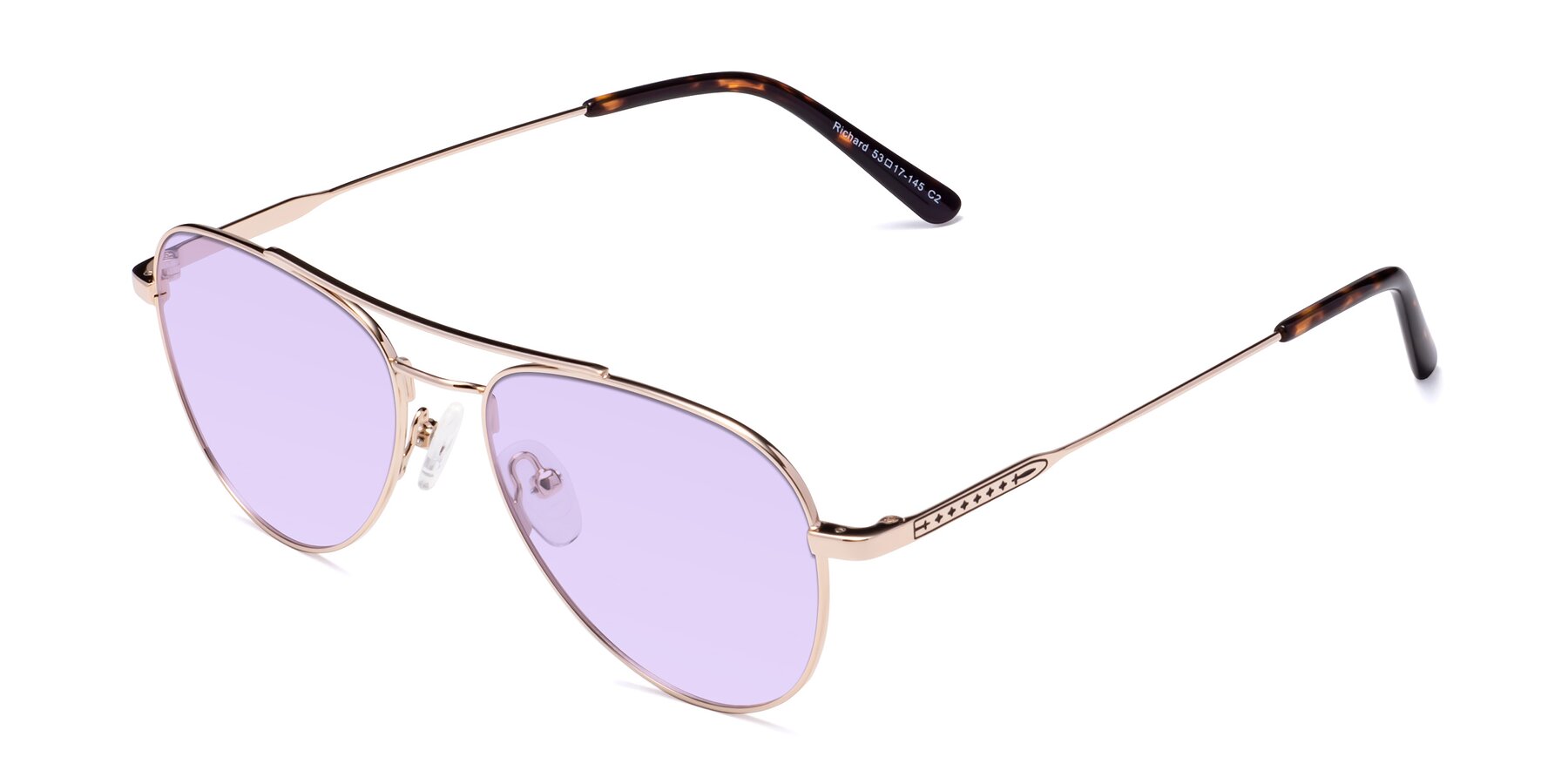 Angle of Richard in Gold with Light Purple Tinted Lenses