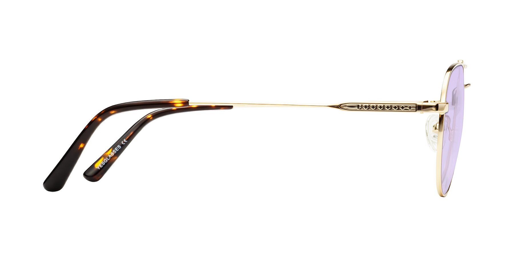Side of Richard in Gold with Light Purple Tinted Lenses