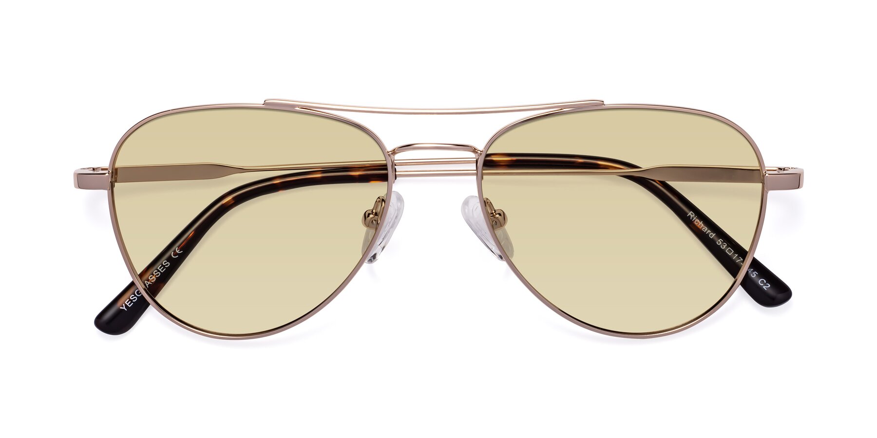 Folded Front of Richard in Gold with Light Champagne Tinted Lenses