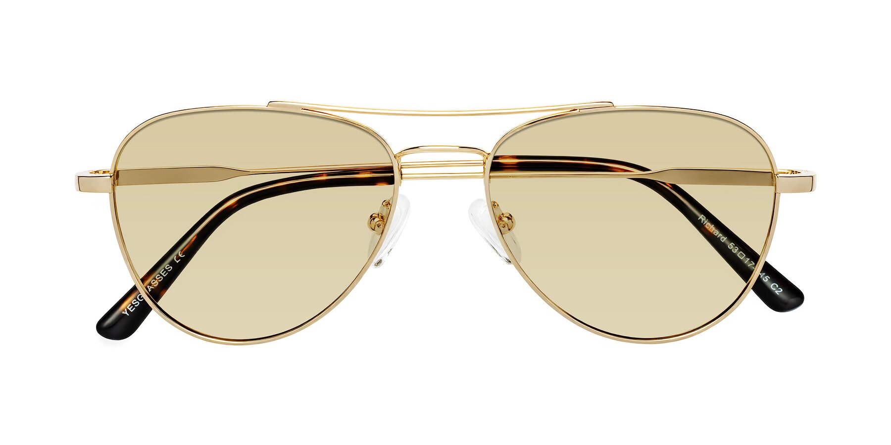 Folded Front of Richard in Gold with Light Champagne Tinted Lenses
