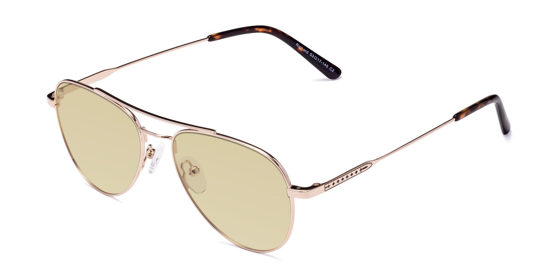 Angle of Richard in Gold with Light Champagne Tinted Lenses