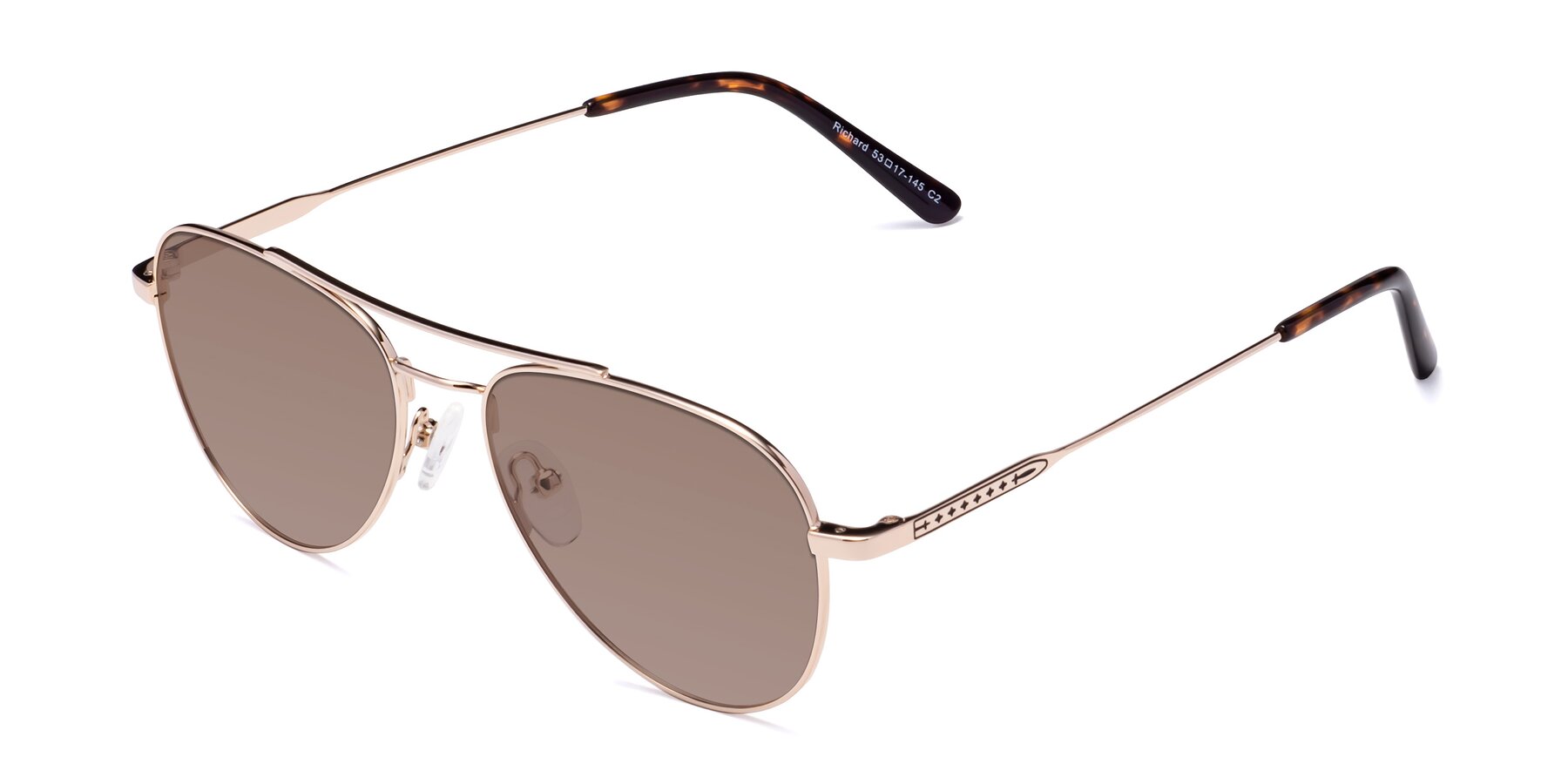 Angle of Richard in Gold with Medium Brown Tinted Lenses