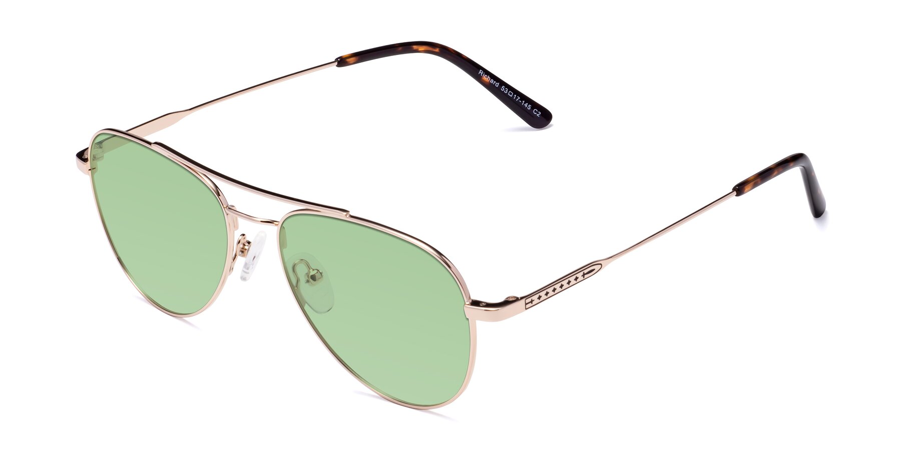 Angle of Richard in Gold with Medium Green Tinted Lenses