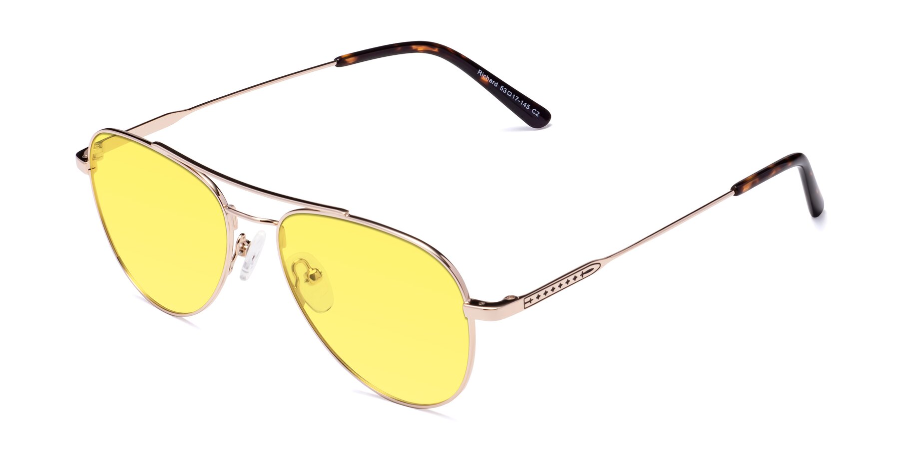 Angle of Richard in Gold with Medium Yellow Tinted Lenses