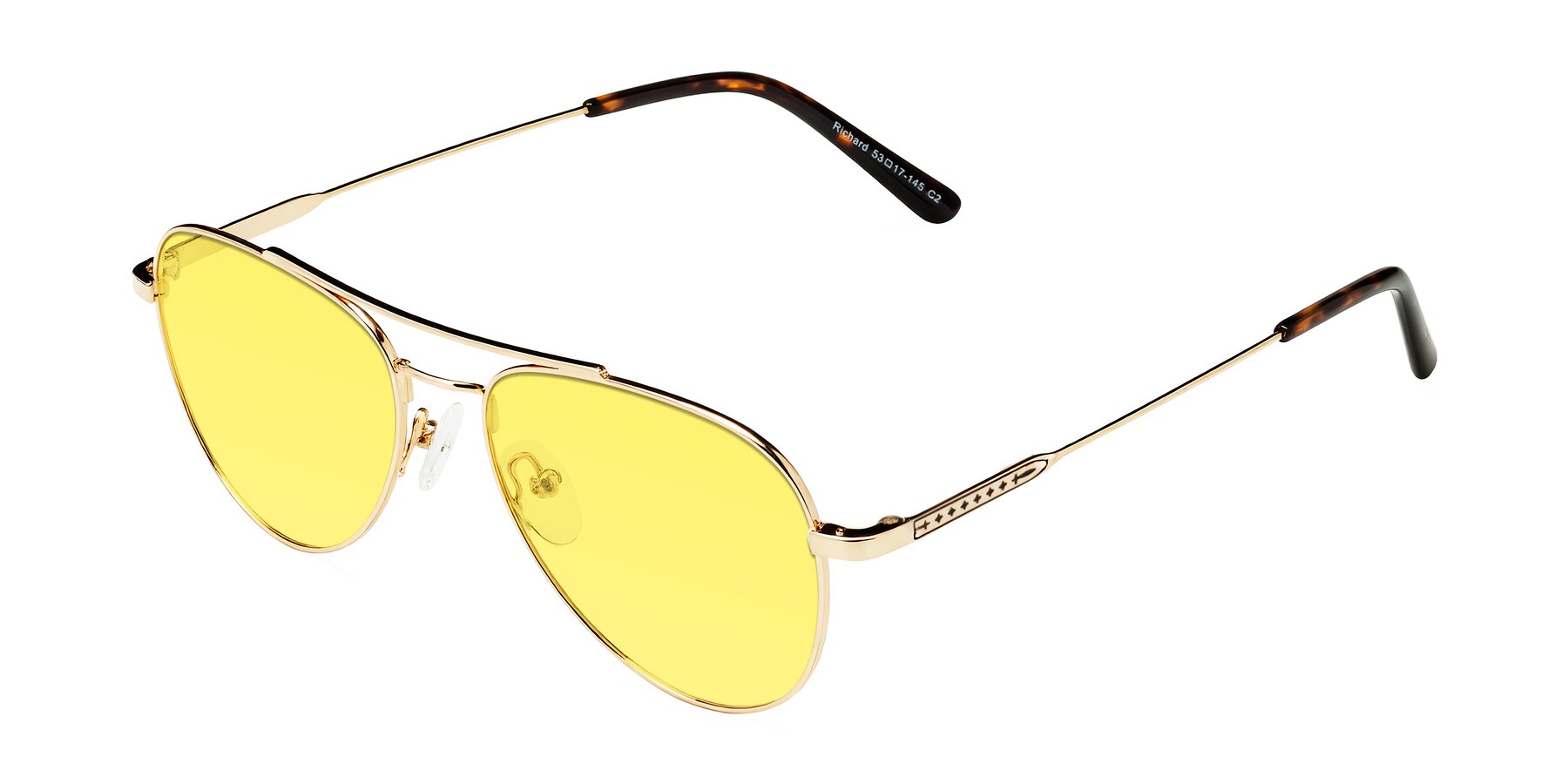 Angle of Richard in Gold with Medium Yellow Tinted Lenses