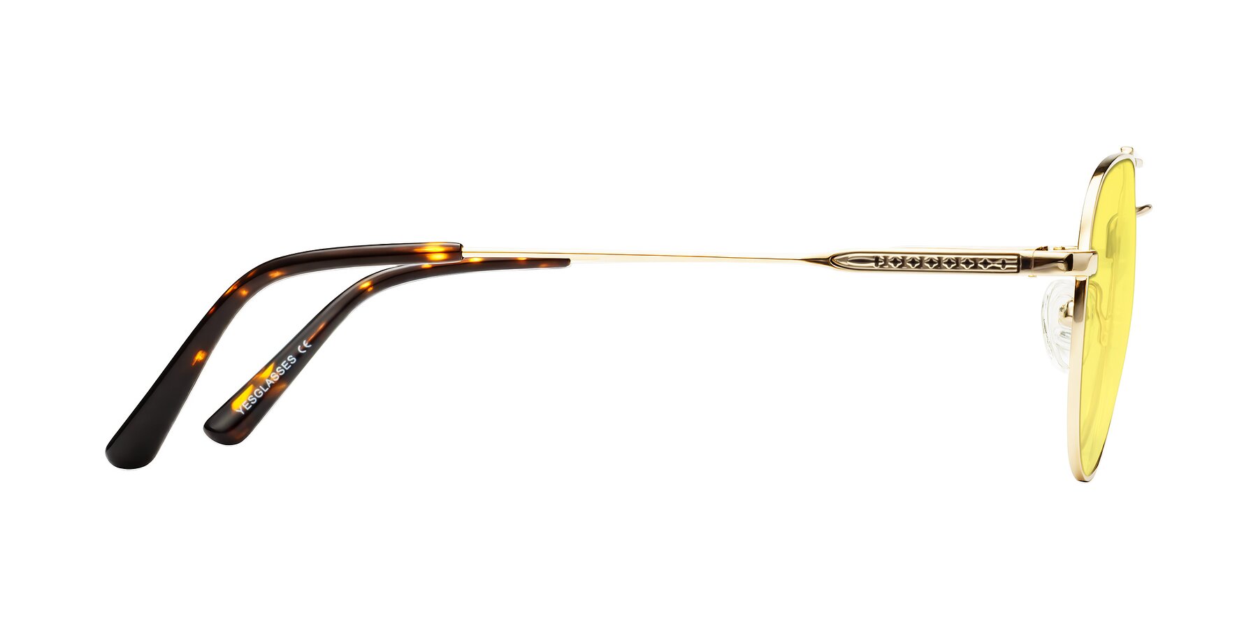 Side of Richard in Gold with Medium Yellow Tinted Lenses
