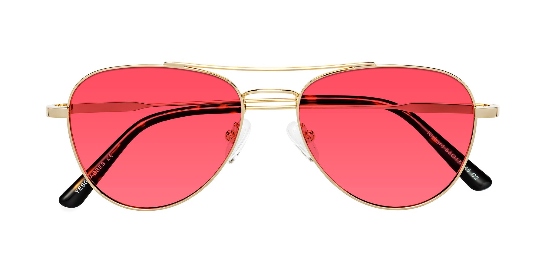 Folded Front of Richard in Gold with Red Tinted Lenses