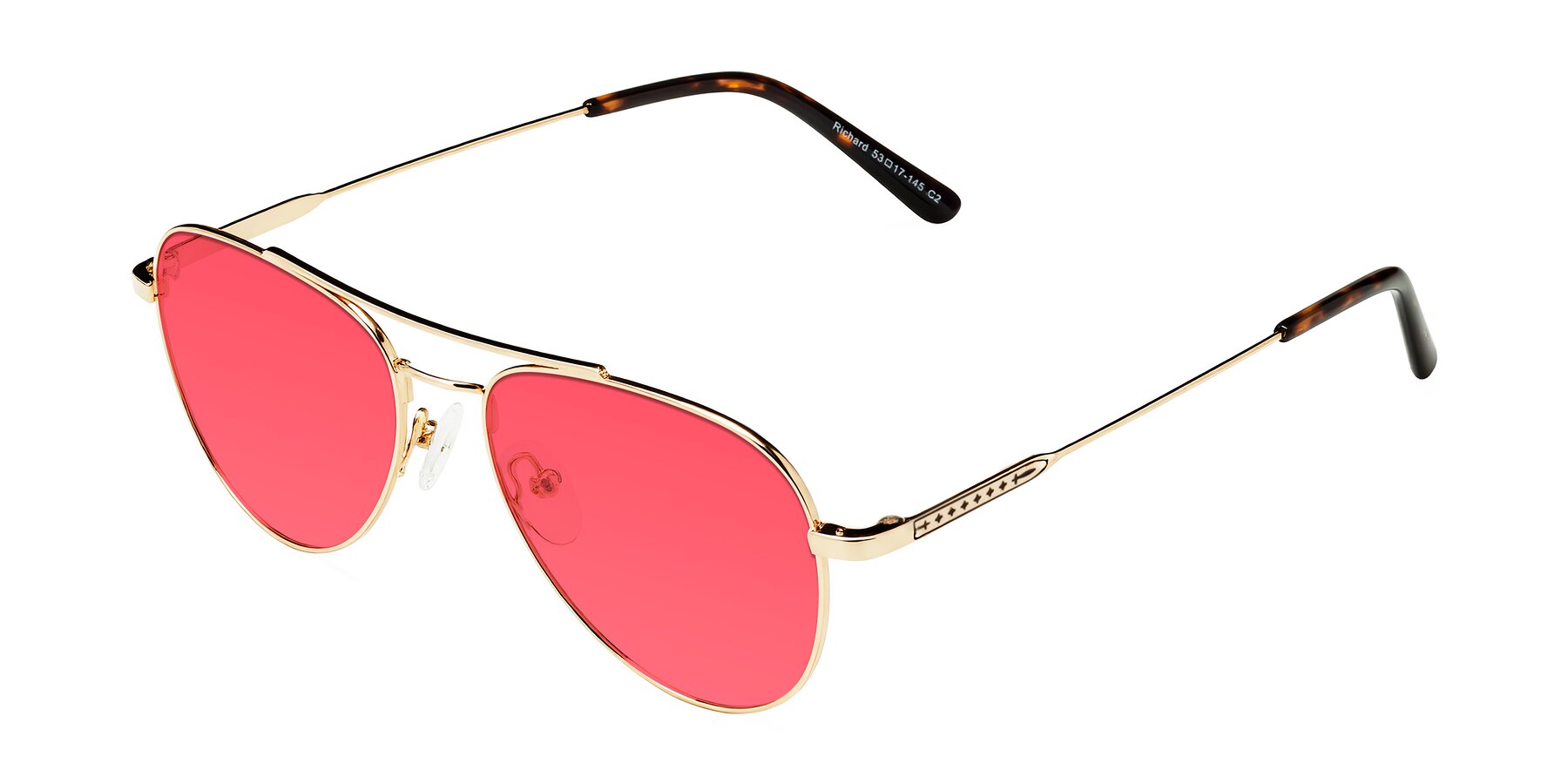 Angle of Richard in Gold with Red Tinted Lenses