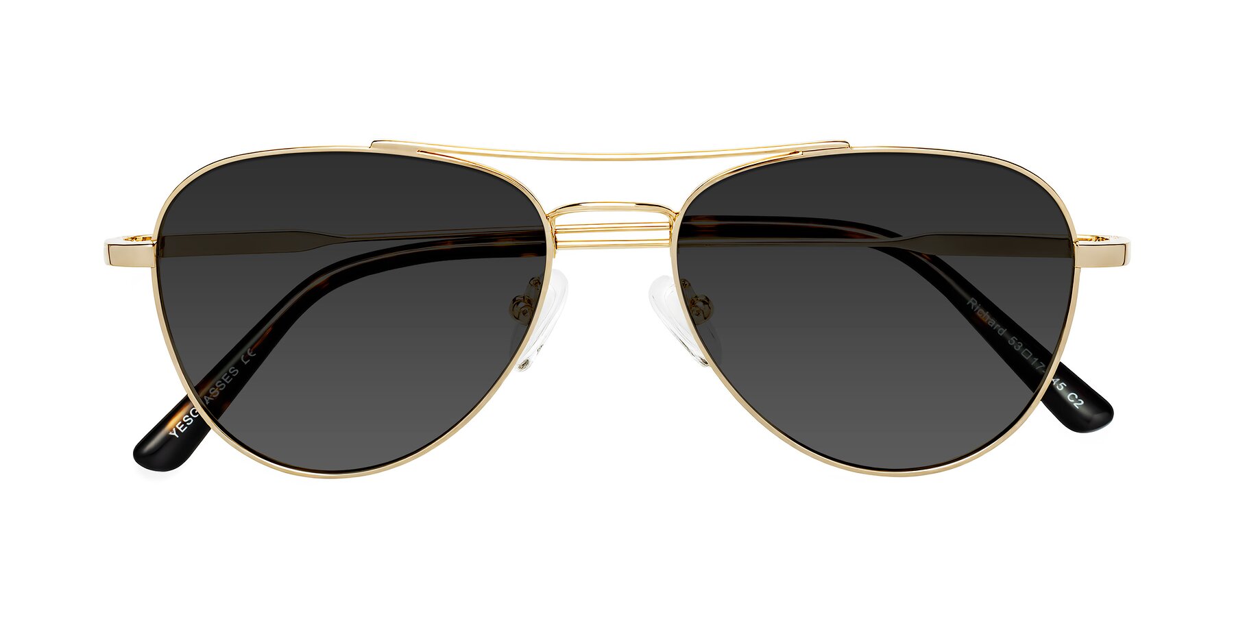 Folded Front of Richard in Gold with Gray Tinted Lenses
