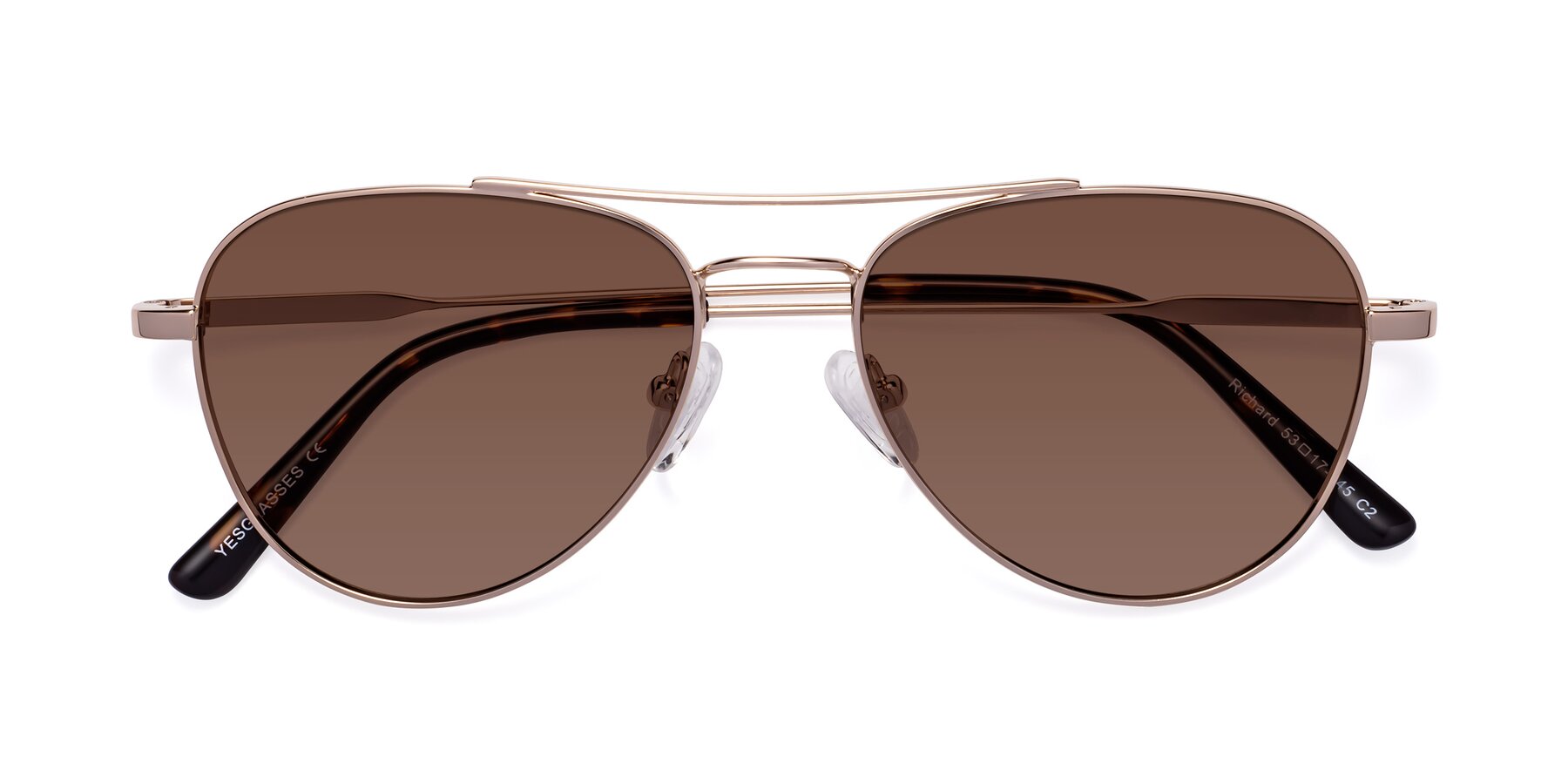 Folded Front of Richard in Gold with Brown Tinted Lenses