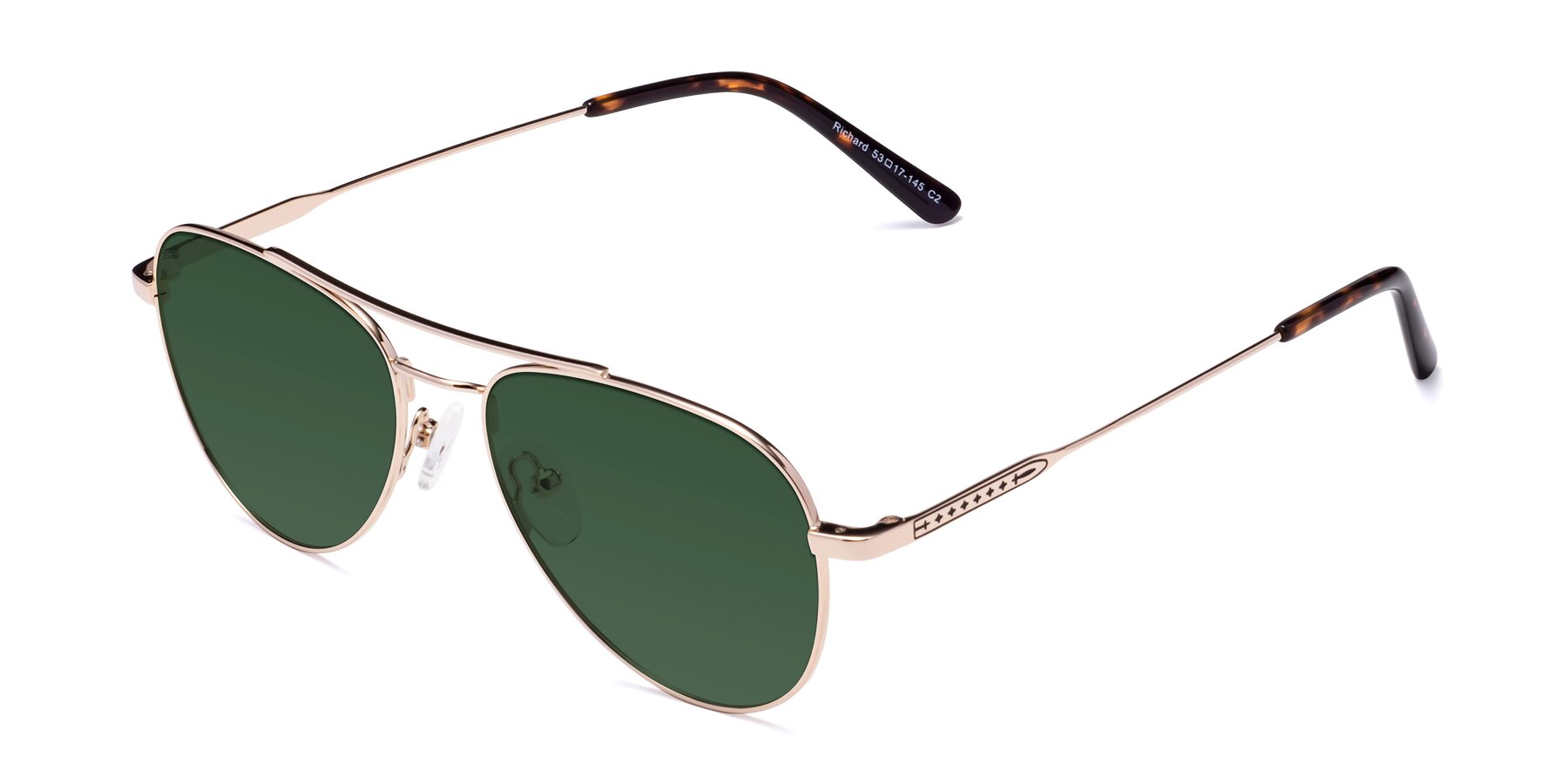 Angle of Richard in Gold with Green Tinted Lenses