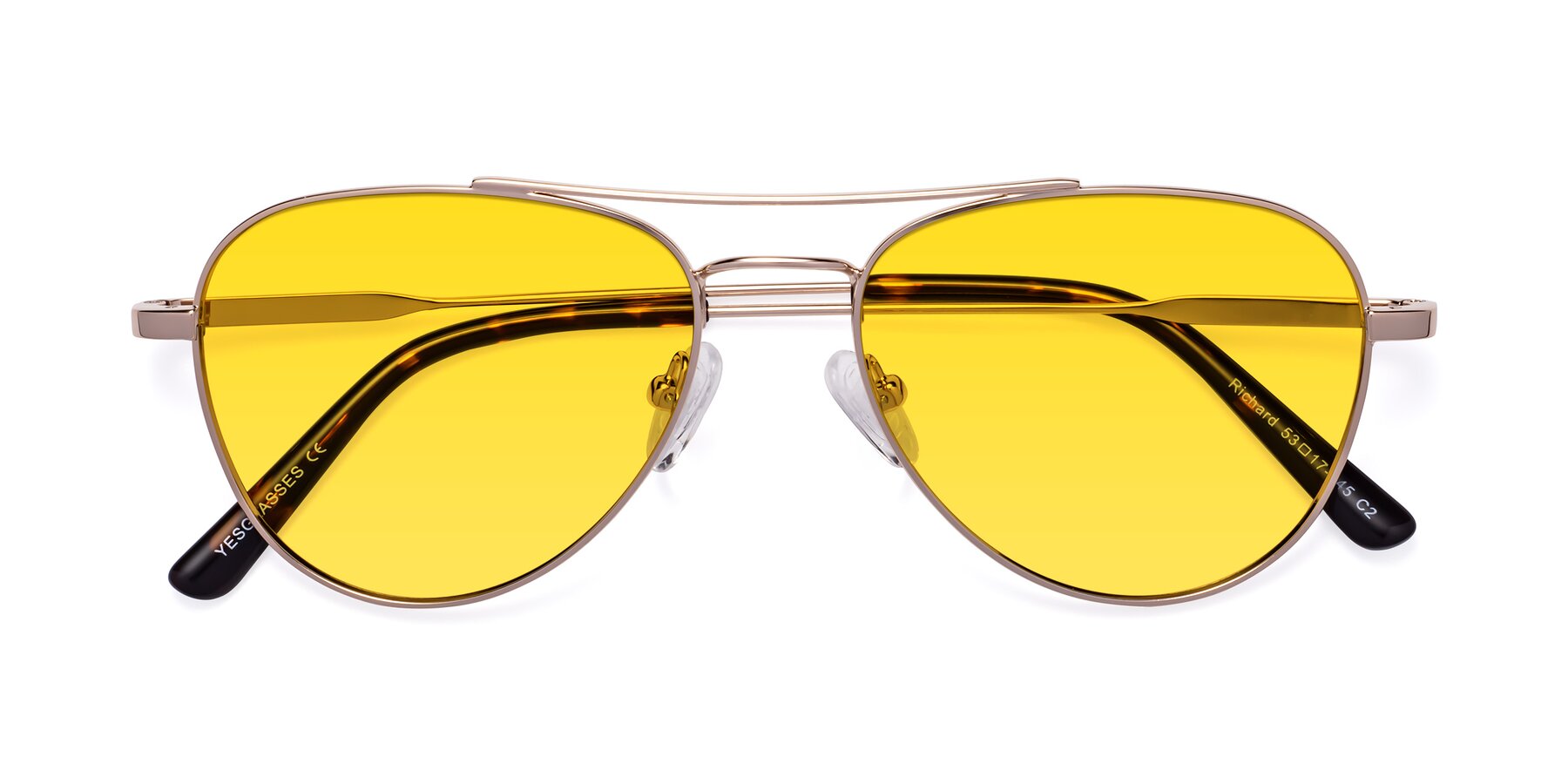 Folded Front of Richard in Gold with Yellow Tinted Lenses