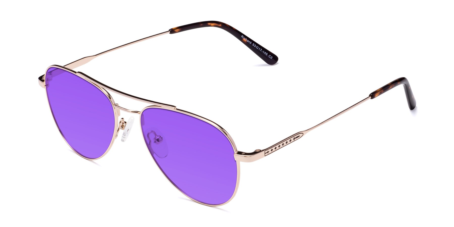 Angle of Richard in Gold with Purple Tinted Lenses
