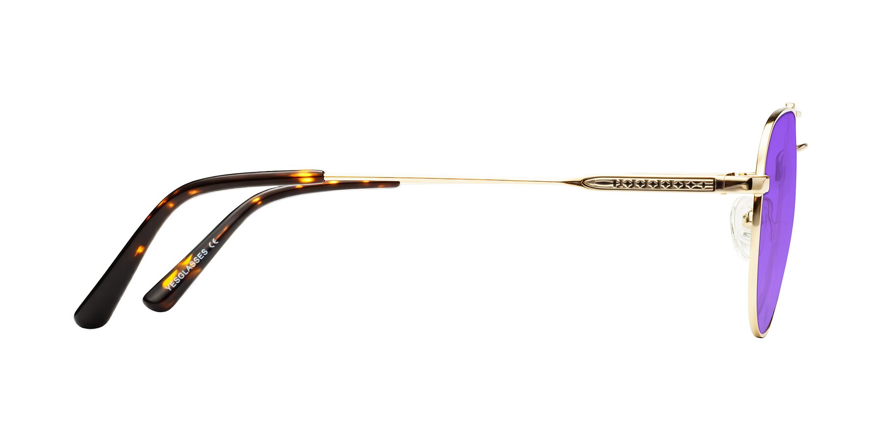 Side of Richard in Gold with Purple Tinted Lenses