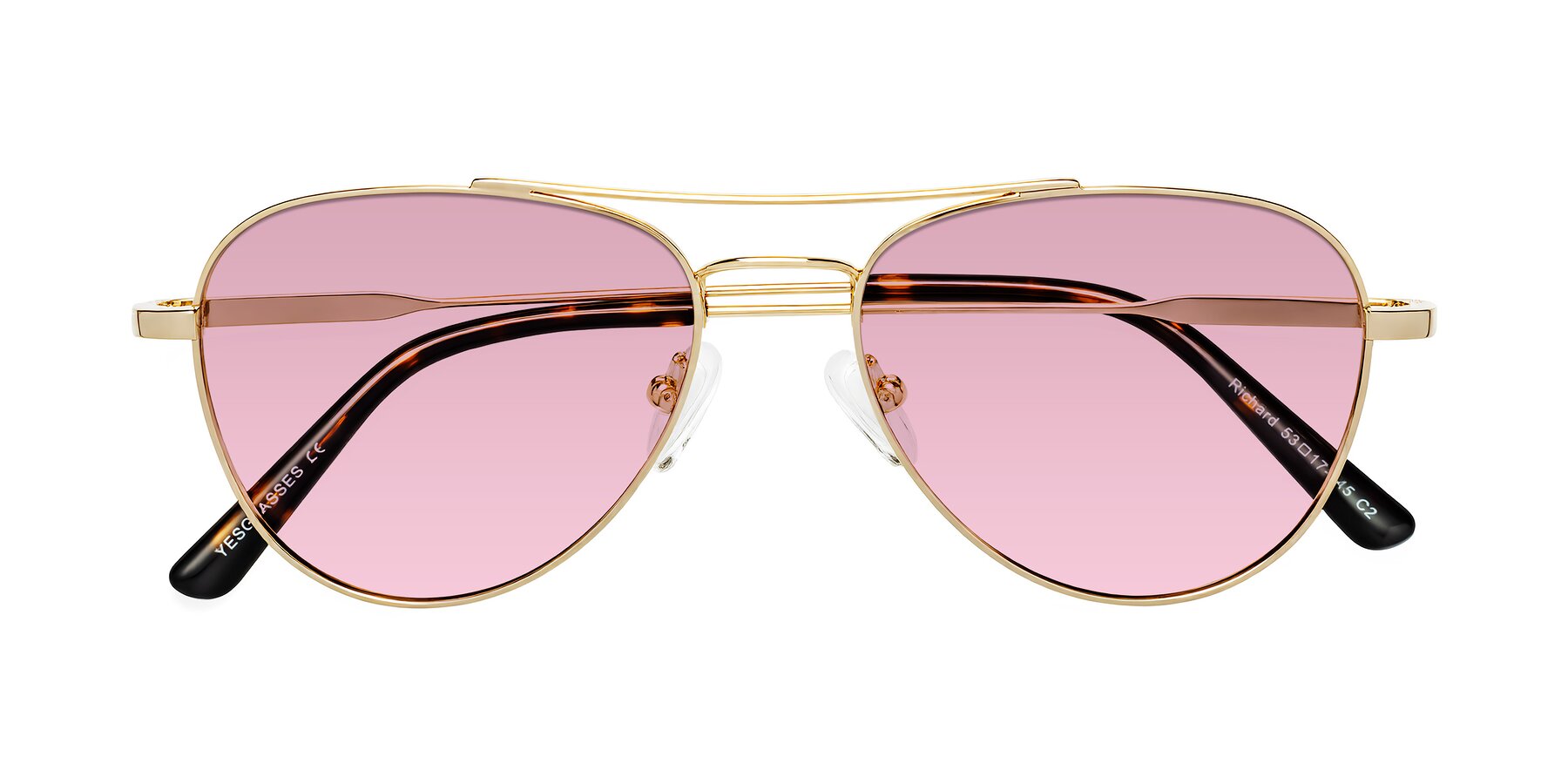 Folded Front of Richard in Gold with Light Wine Tinted Lenses