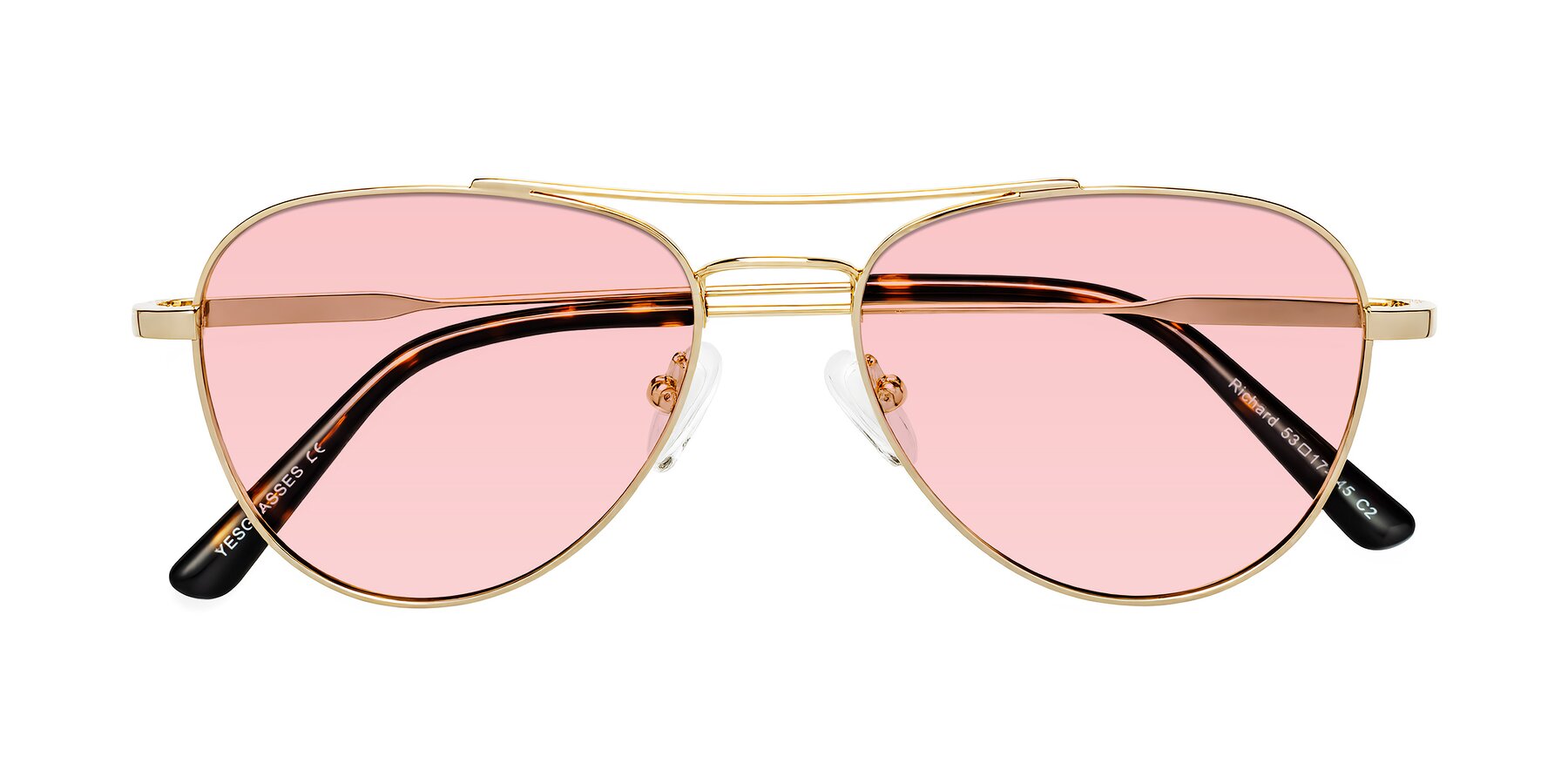 Folded Front of Richard in Gold with Light Garnet Tinted Lenses