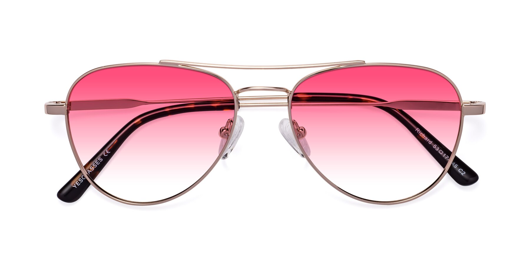 Folded Front of Richard in Gold with Pink Gradient Lenses