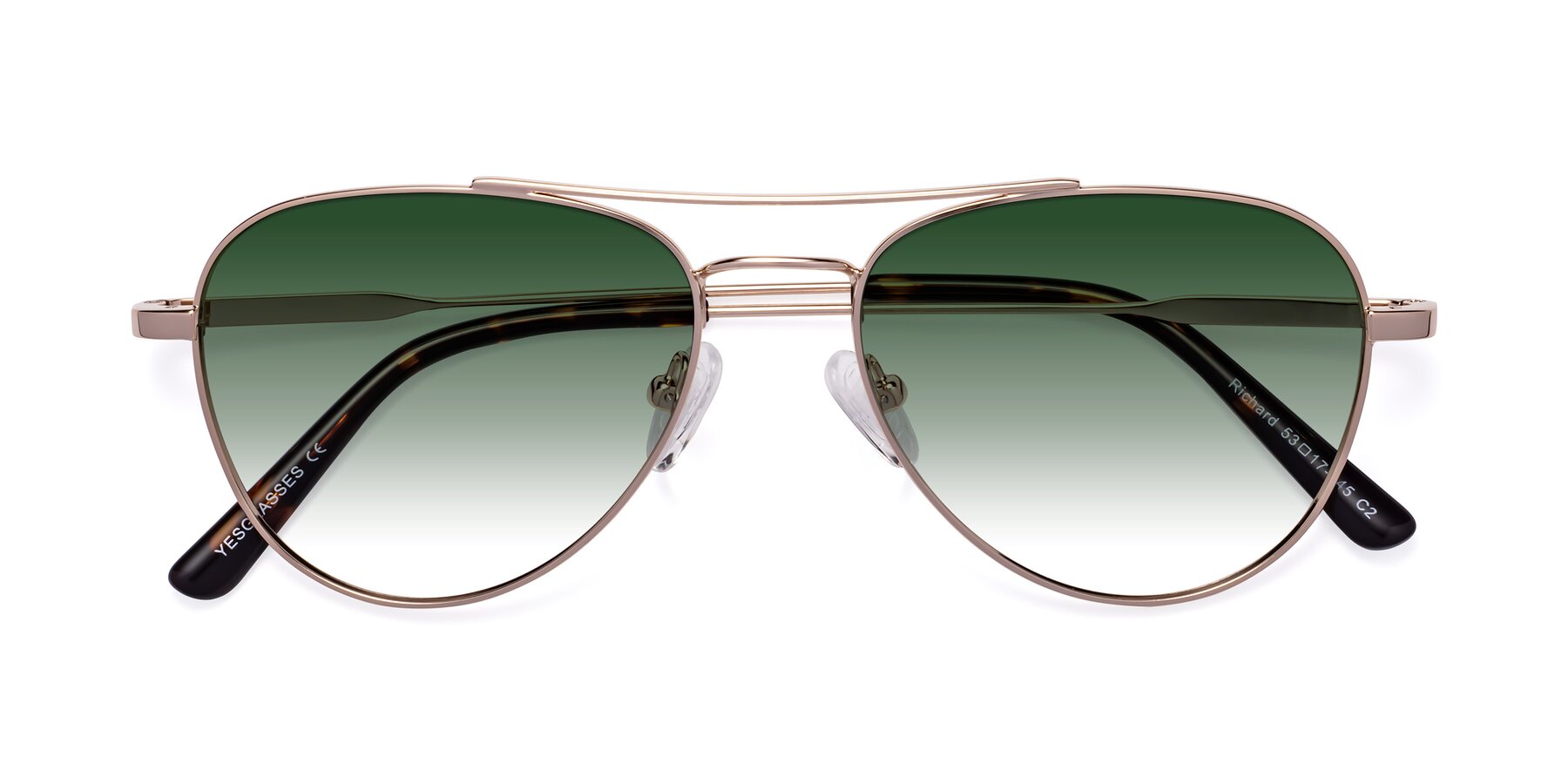 Folded Front of Richard in Gold with Green Gradient Lenses