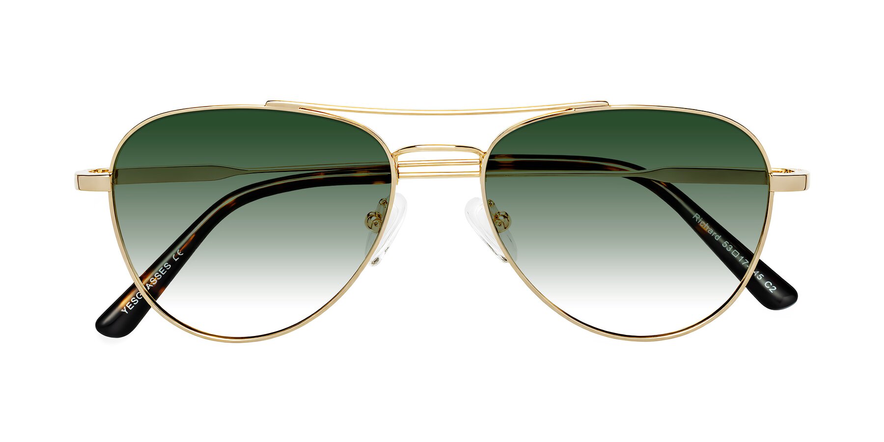 Folded Front of Richard in Gold with Green Gradient Lenses