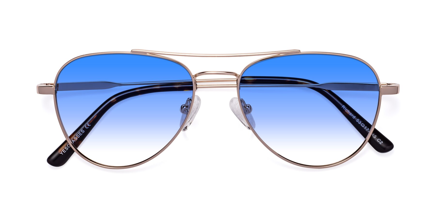 Folded Front of Richard in Gold with Blue Gradient Lenses