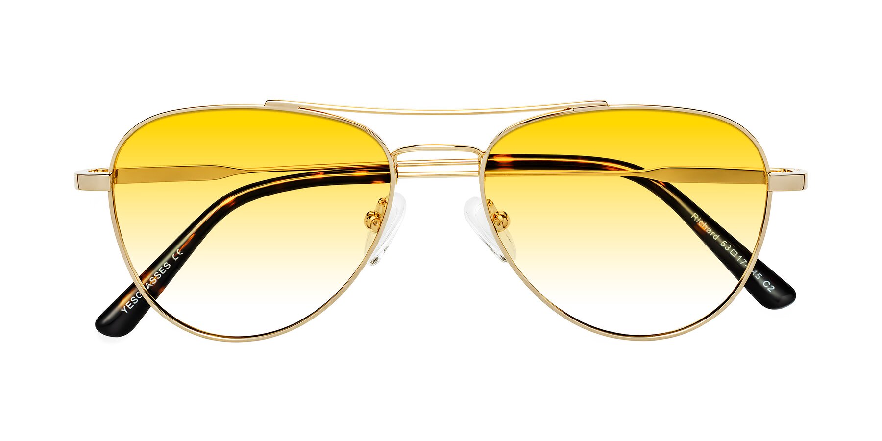Folded Front of Richard in Gold with Yellow Gradient Lenses
