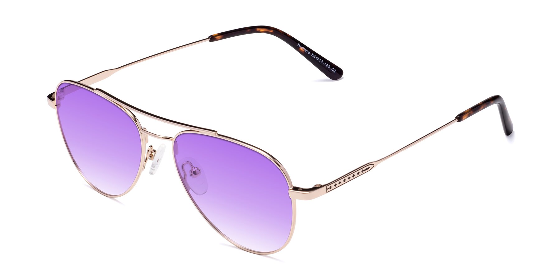 Angle of Richard in Gold with Purple Gradient Lenses