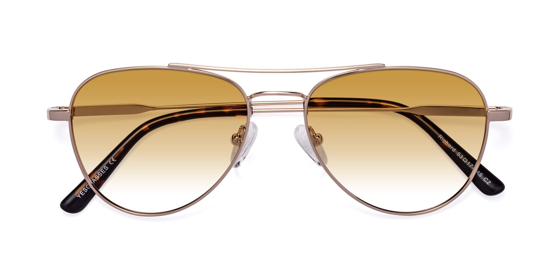 Folded Front of Richard in Gold with Champagne Gradient Lenses