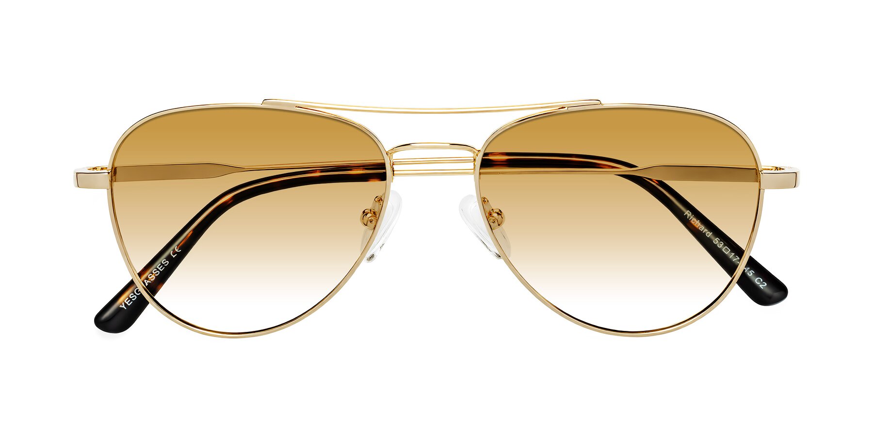 Folded Front of Richard in Gold with Champagne Gradient Lenses