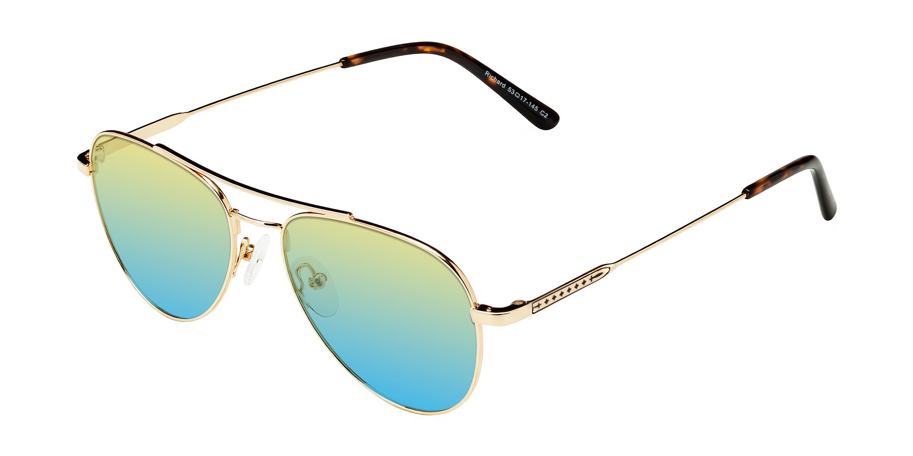 Angle of Richard in Gold with Yellow / Blue Gradient Lenses