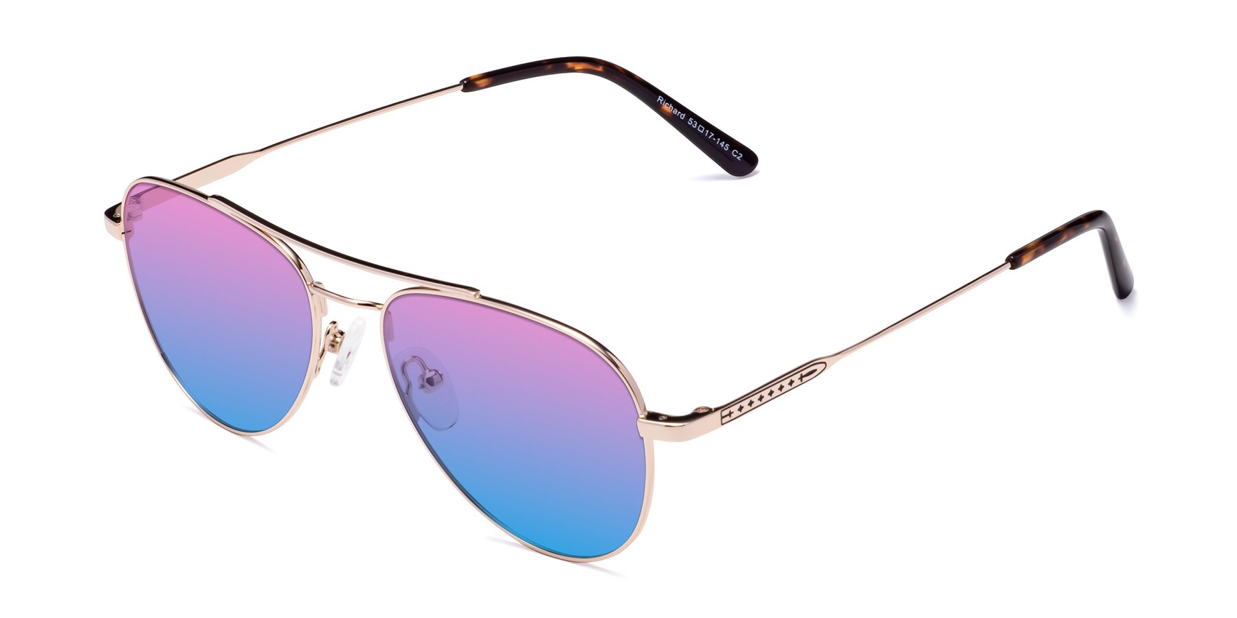 Angle of Richard in Gold with Pink / Blue Gradient Lenses