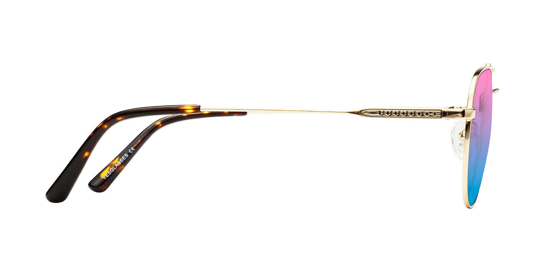 Side of Richard in Gold with Pink / Blue Gradient Lenses