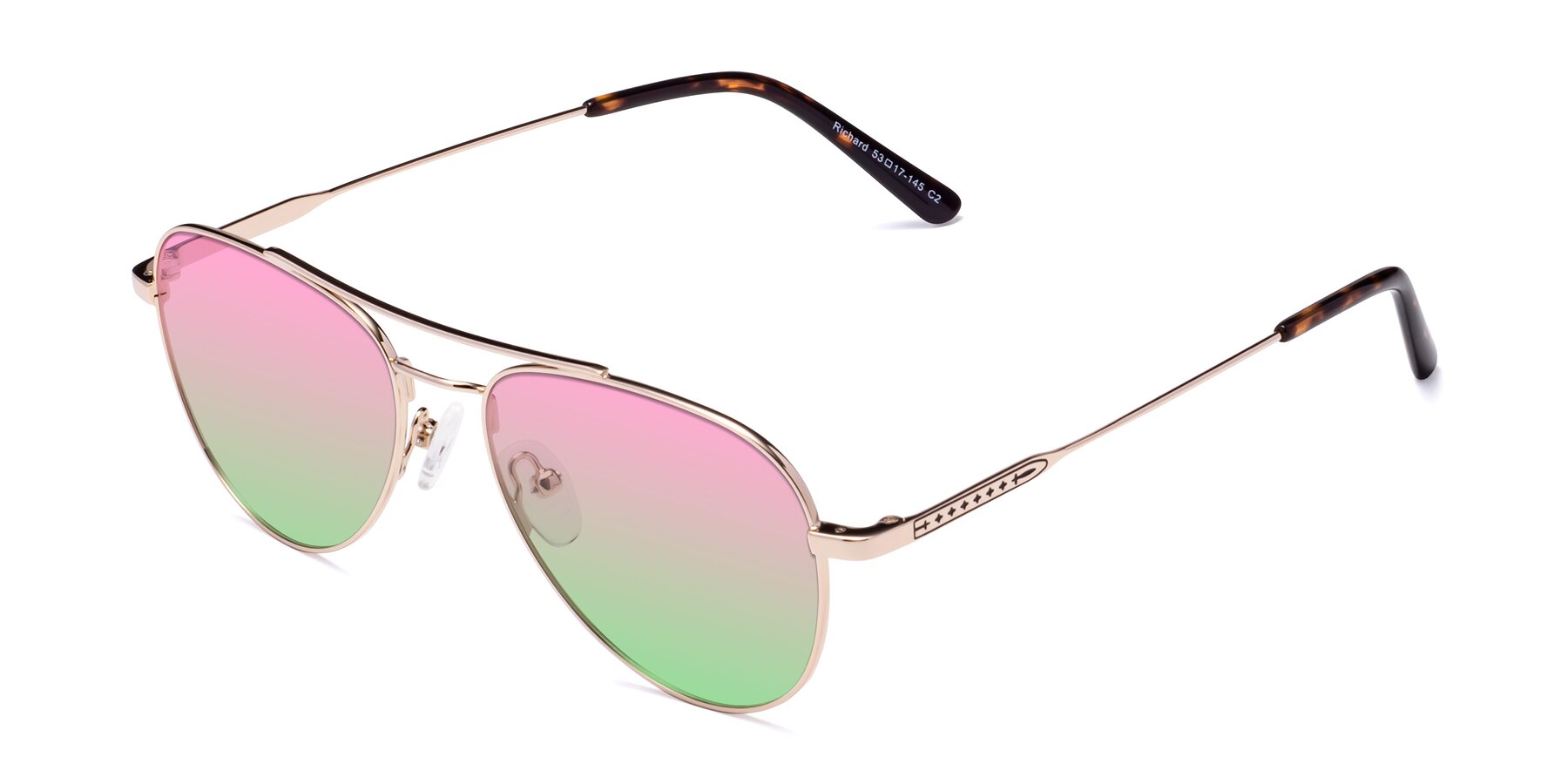 Angle of Richard in Gold with Pink / Green Gradient Lenses