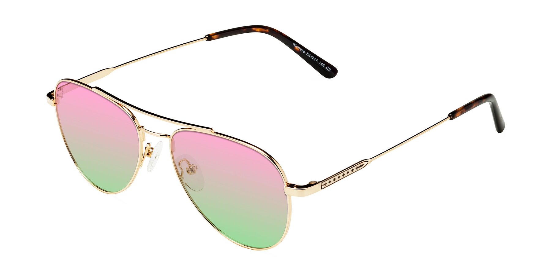 Angle of Richard in Gold with Pink / Green Gradient Lenses