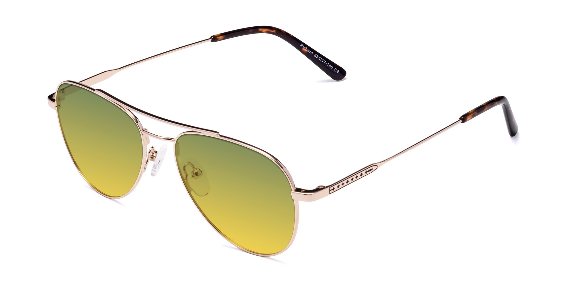 Angle of Richard in Gold with Green / Yellow Gradient Lenses