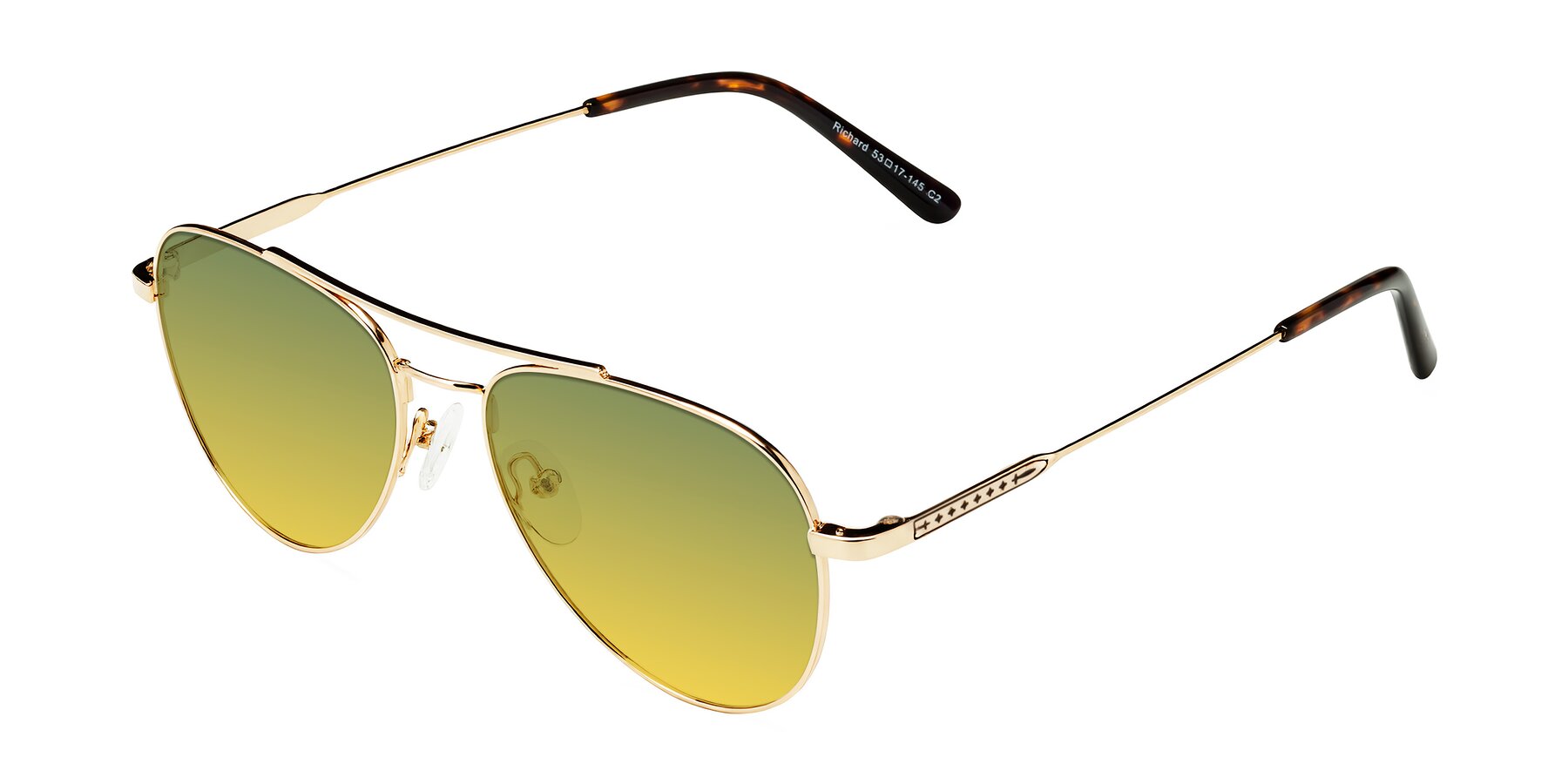 Angle of Richard in Gold with Green / Yellow Gradient Lenses