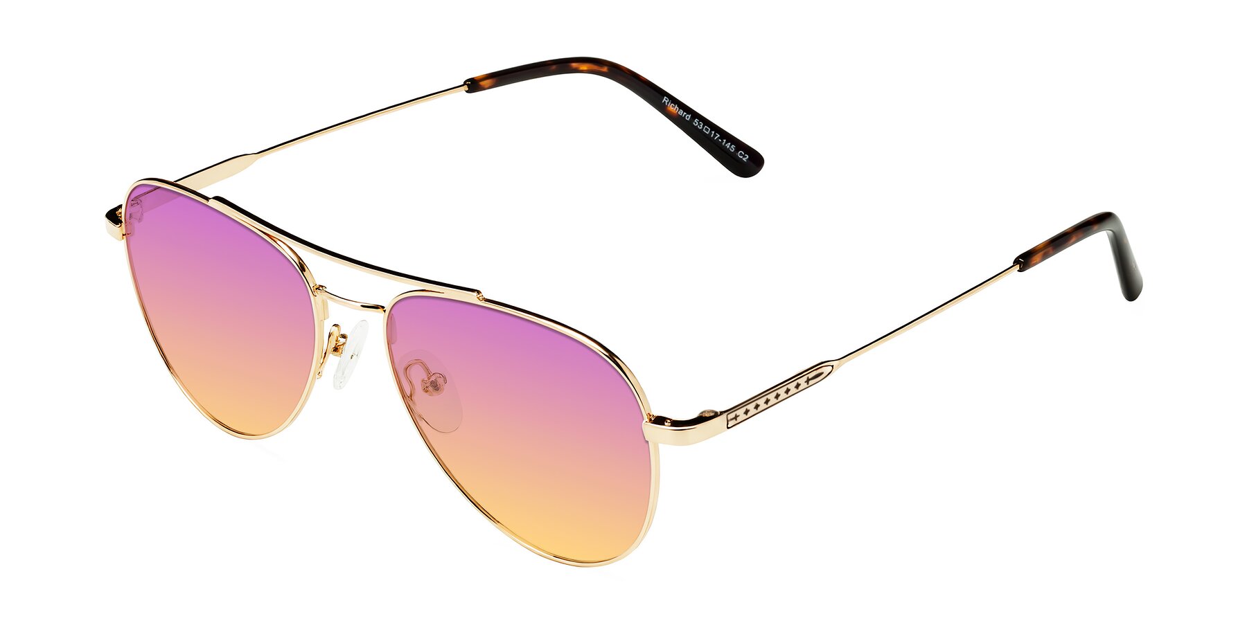 Angle of Richard in Gold with Purple / Yellow Gradient Lenses