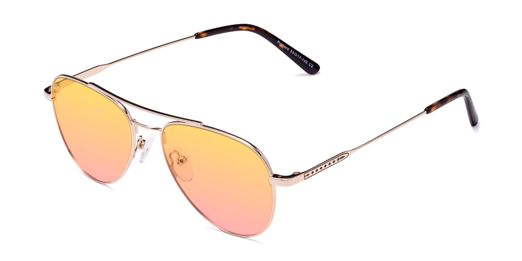 Angle of Richard in Gold with Yellow / Pink Gradient Lenses