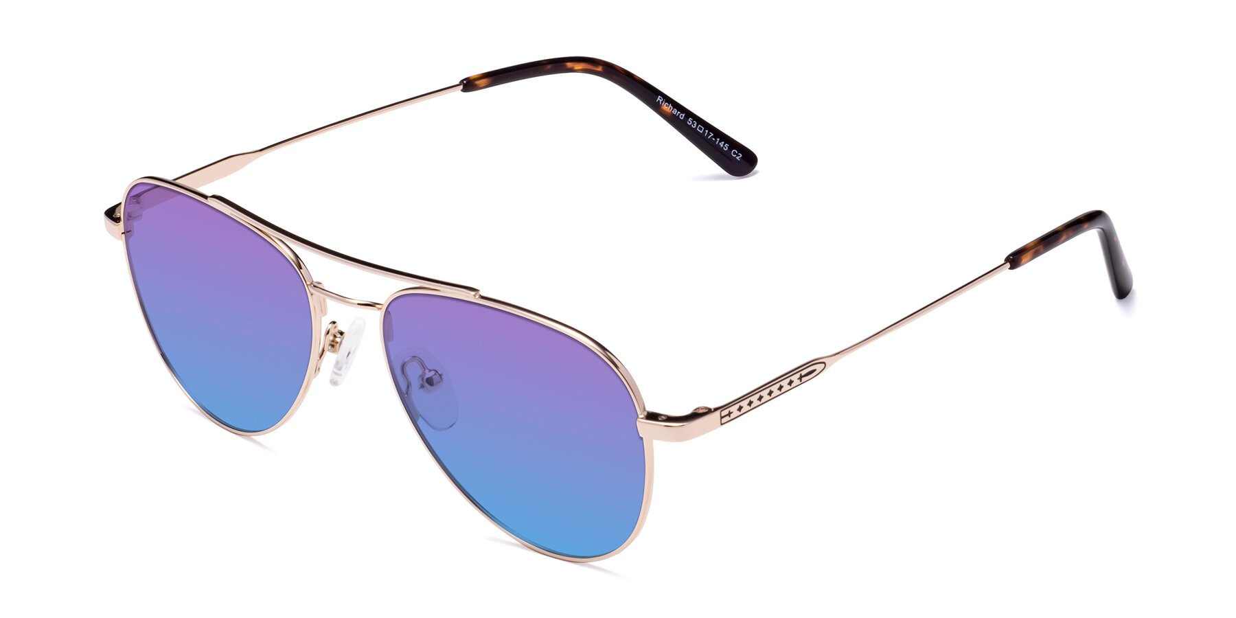 Angle of Richard in Gold with Purple / Blue Gradient Lenses