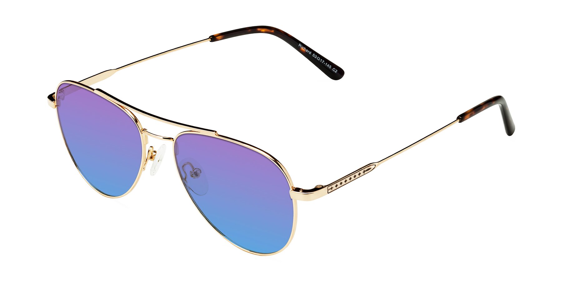 Angle of Richard in Gold with Purple / Blue Gradient Lenses