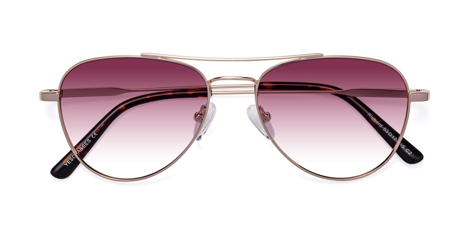 Folded Front of Richard in Gold with Wine Gradient Lenses