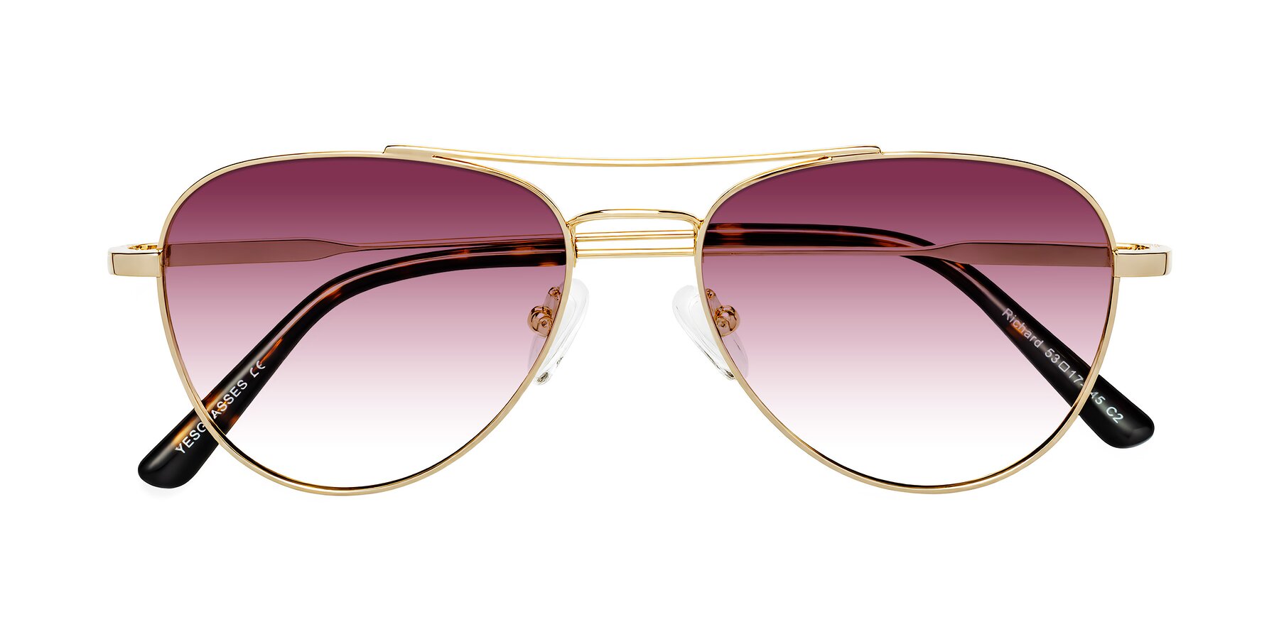 Folded Front of Richard in Gold with Wine Gradient Lenses