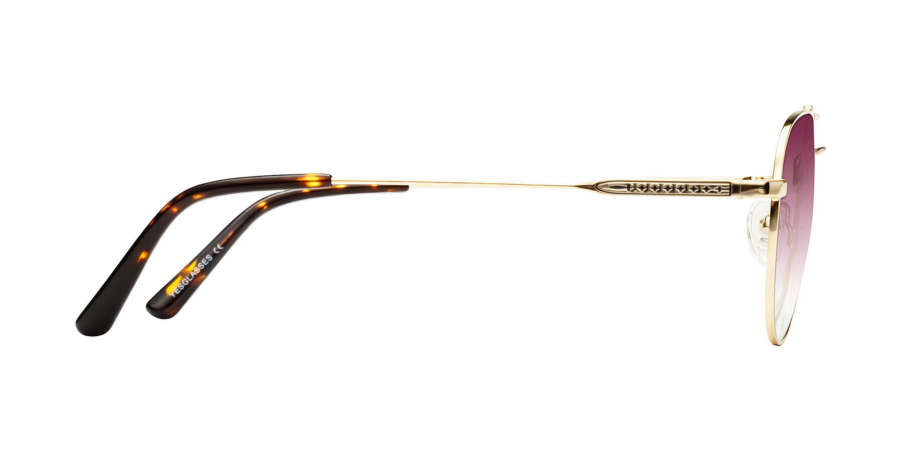 Side of Richard in Gold with Wine Gradient Lenses