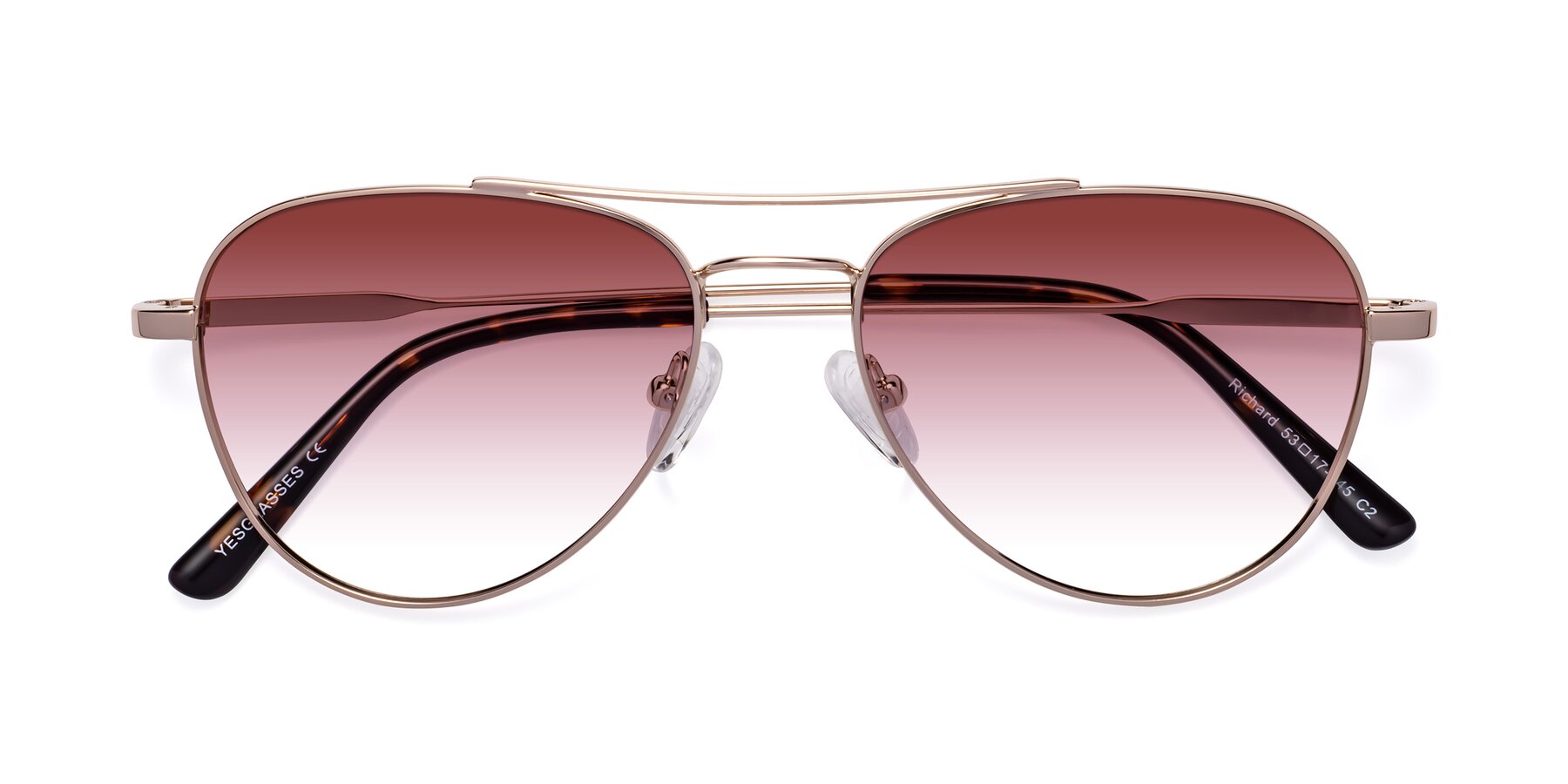 Folded Front of Richard in Gold with Garnet Gradient Lenses