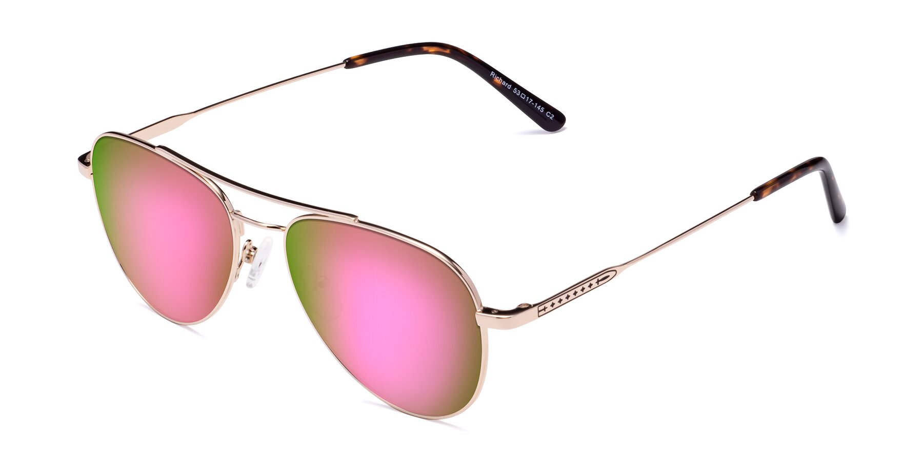 Angle of Richard in Gold with Pink Mirrored Lenses