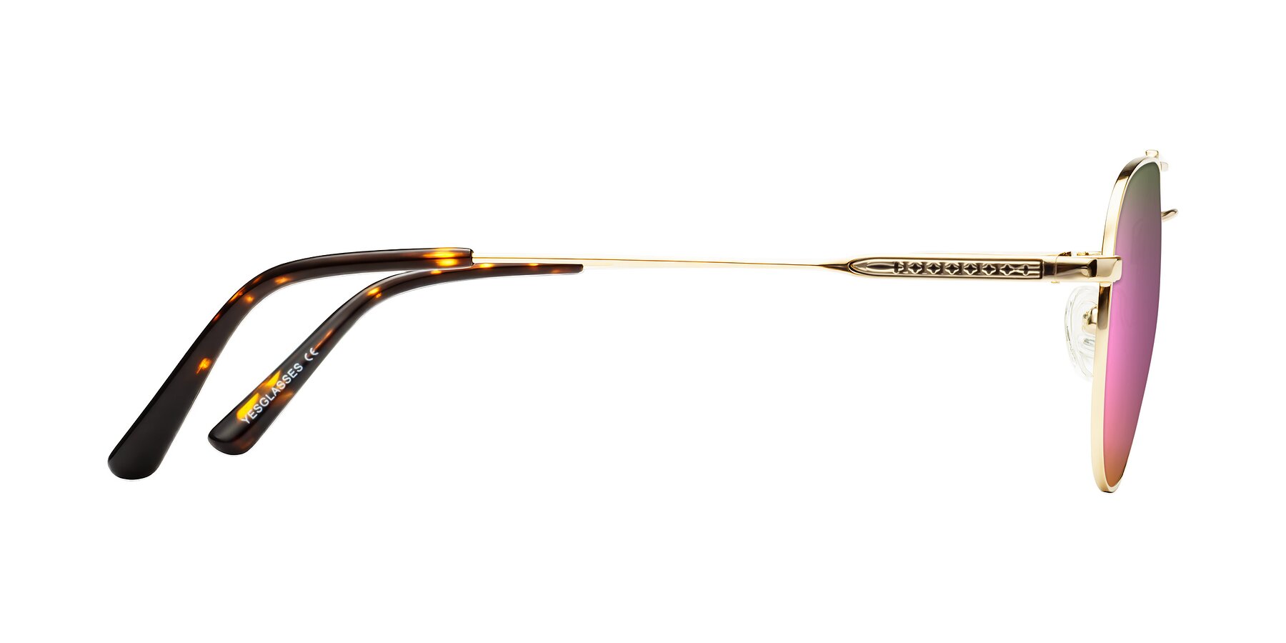 Side of Richard in Gold with Pink Mirrored Lenses