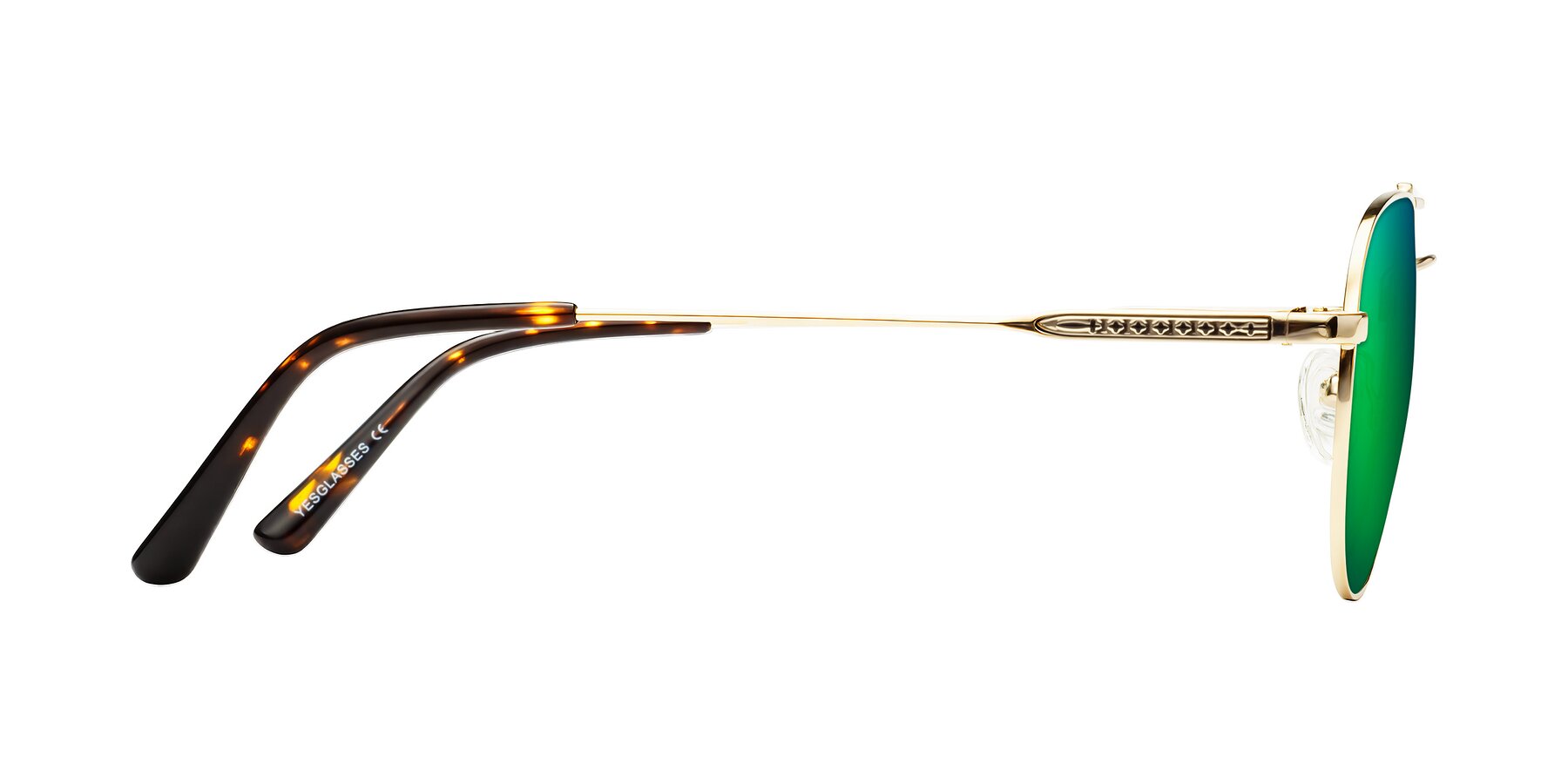 Side of Richard in Gold with Green Mirrored Lenses