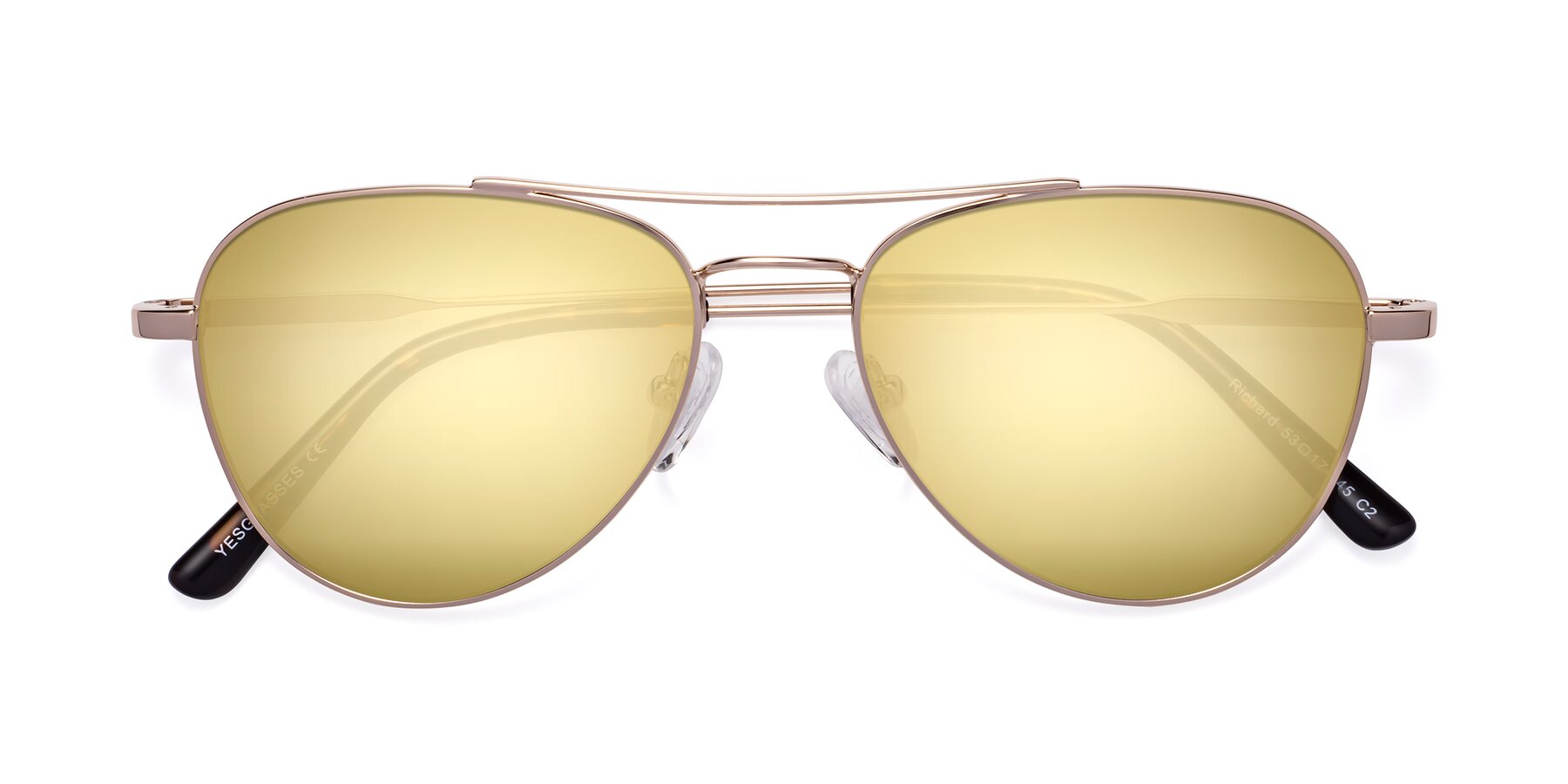 Folded Front of Richard in Gold with Gold Mirrored Lenses