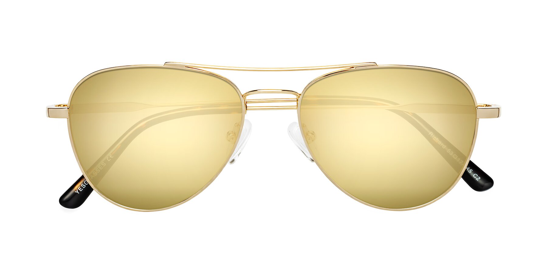 Folded Front of Richard in Gold with Gold Mirrored Lenses